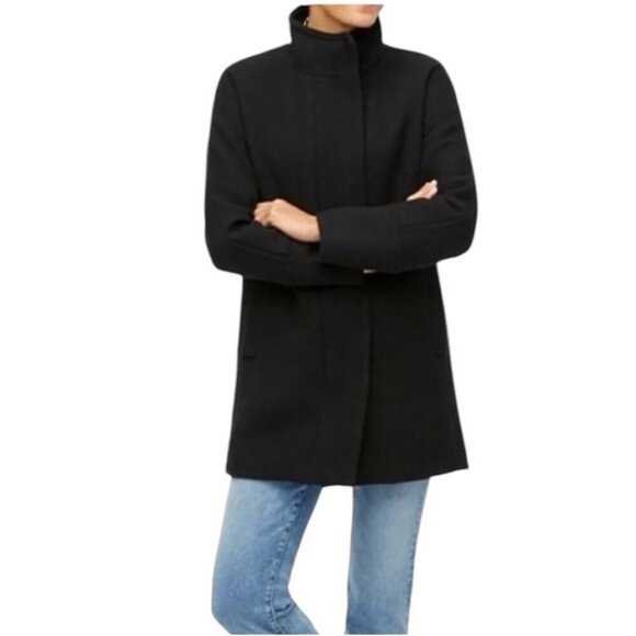 J. Crew Womens Wool Stadium Cloth Cocoon Coat Size 0 Black Capsule Minimalist - Picture 1 of 8